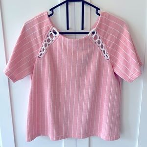 NWOT Sugar + Lips Pink Striped Knit Shirt